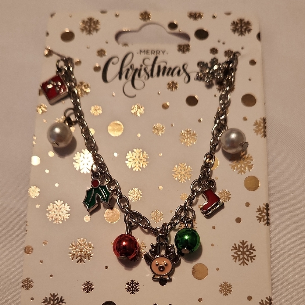 Silvertone Charm Bracelet For Christmas, New, Euro.